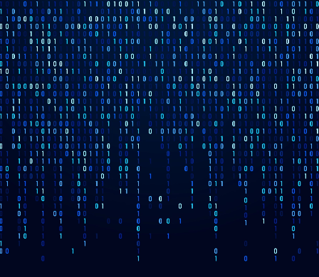 streams of binary code in different colours